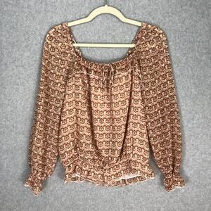 DR2 Anthropologie Blouse Womens Small Pink Ruffle Sheer Career Boho Cottage Twee